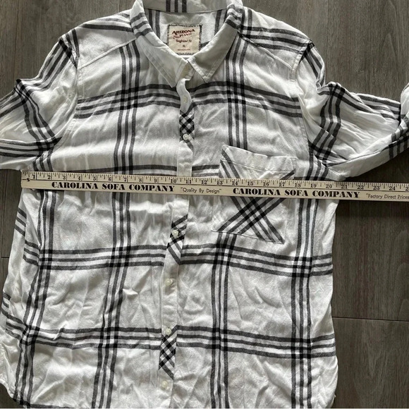 Arizona Jeans Black White Button Down Boyfriend Fit Women’s XL - Picture 10 of 13